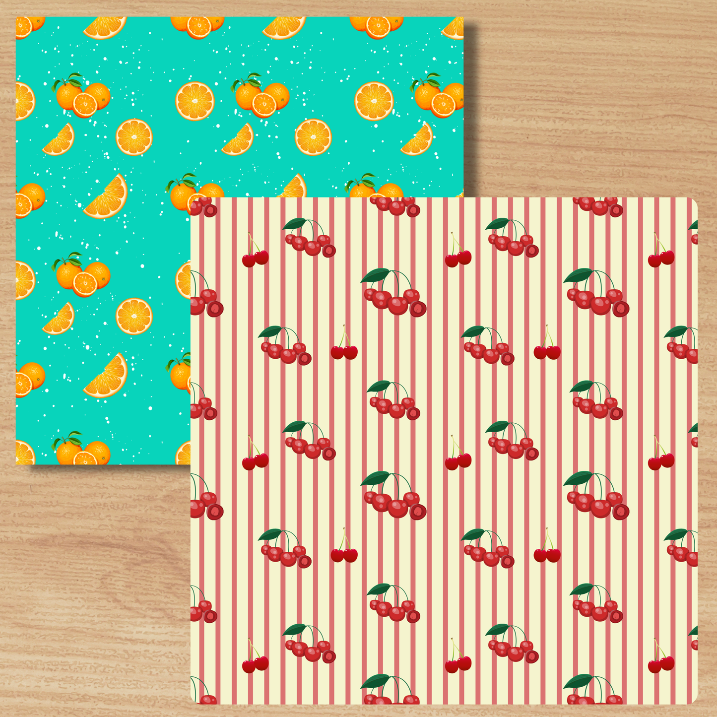 Fruit Decorative Paper, Single-Sided, 12 Patterns, 24 Sheets, 6" x 6"