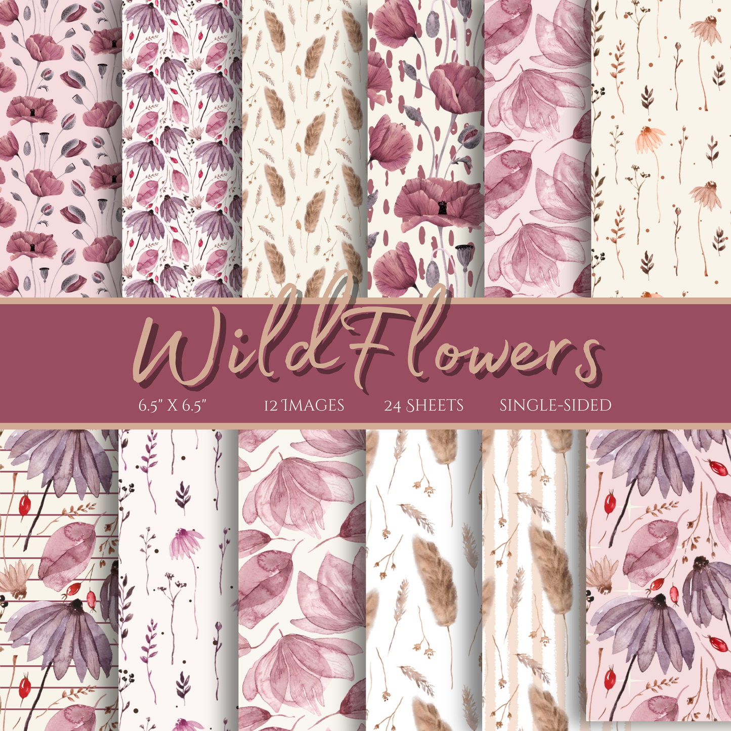 Wildflower Background Decorative Scrapbook Paper