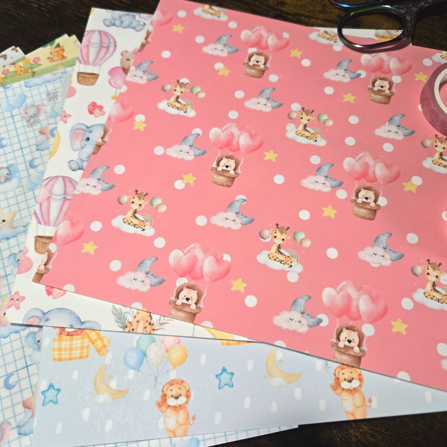 Decorative Baby Animals Paper, Scrapbooking Paper Pack, Journaling