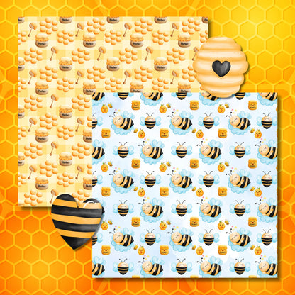 Bee Sweet Printable Scrapbook Paper Pack – 16 Digital Papers (12x12, 300 DPI JPEG)