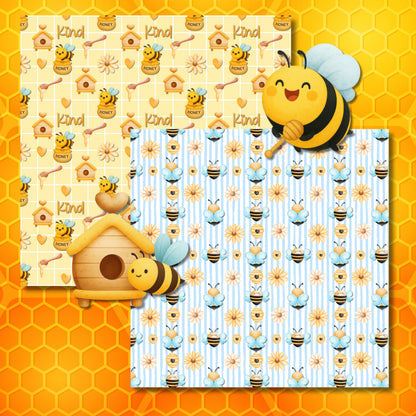 Bee Sweet Printable Scrapbook Paper Pack – 16 Digital Papers (12x12, 300 DPI JPEG)