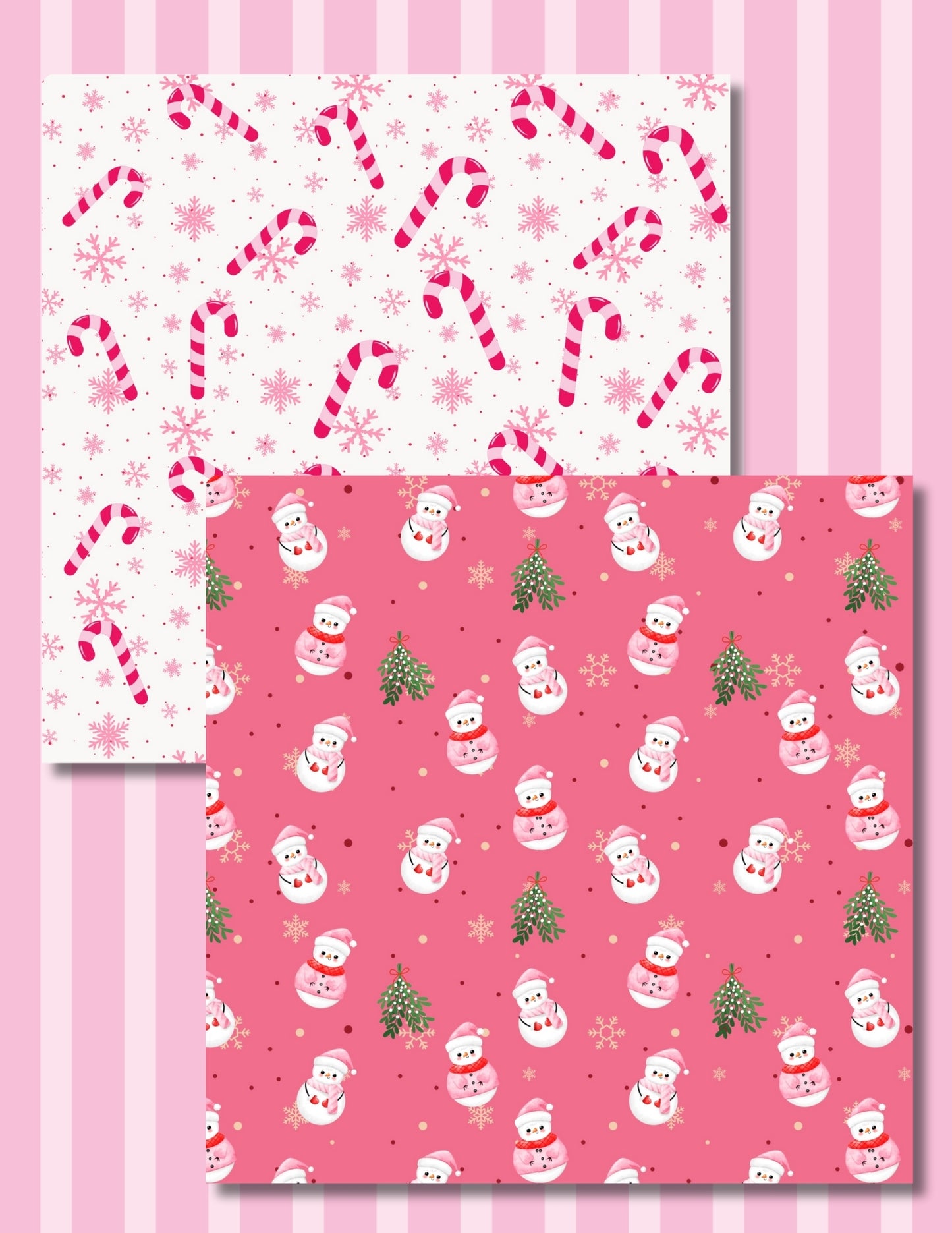 Pink Christmas Decorative Scrapbook Paper, 12 Patterns, Single-Sided, 24 Sheets, 6.5" x 6.5, Unique, Gift, Decoupage, Journal, Card making