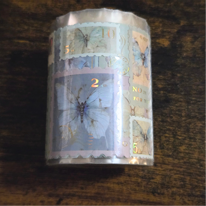 Timeline Stamp Sticker Roll | Gold Foil Plastic Stickers | Continuous Roll Decorative Stickers (1 roll)