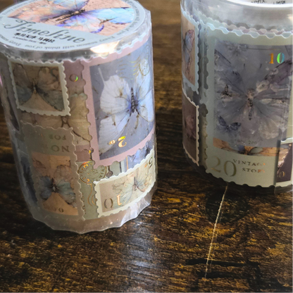 Timeline Stamp Sticker Roll | Gold Foil Plastic Stickers | Continuous Roll Decorative Stickers (1 roll)