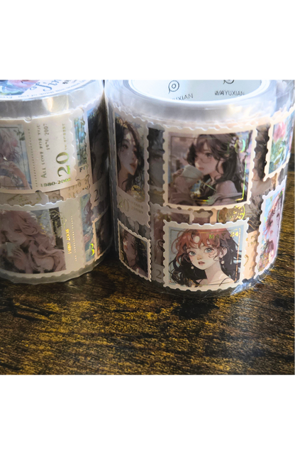 Timeline Stamp Sticker Roll | Gold Foil Plastic Stickers | Continuous Roll Decorative Stickers (1 roll)