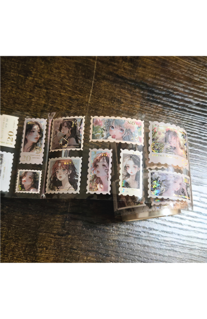 Timeline Stamp Sticker Roll | Gold Foil Plastic Stickers | Continuous Roll Decorative Stickers (1 roll)