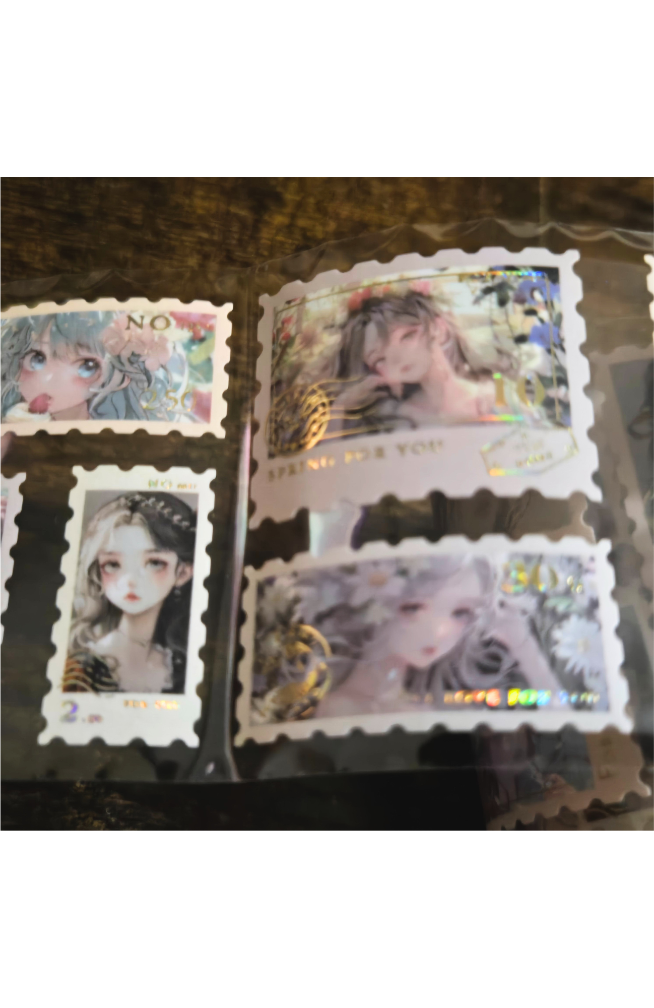 Timeline Stamp Sticker Roll | Gold Foil Plastic Stickers | Continuous Roll Decorative Stickers (1 roll)