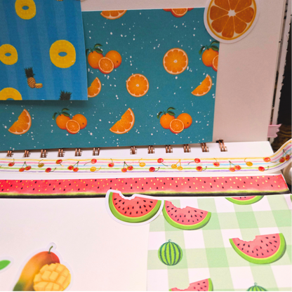 Fruit Decorative Paper, Single-Sided, 12 Patterns, 24 Sheets, 6" x 6"