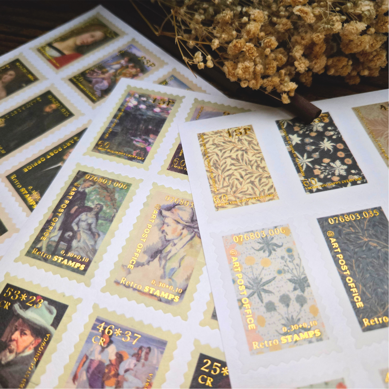 100 Art Stamp Stickers for Journaling, Vintage & Abstract Scrapbook Sticker Pack, Planner Stickers, Collage Ephemera Set