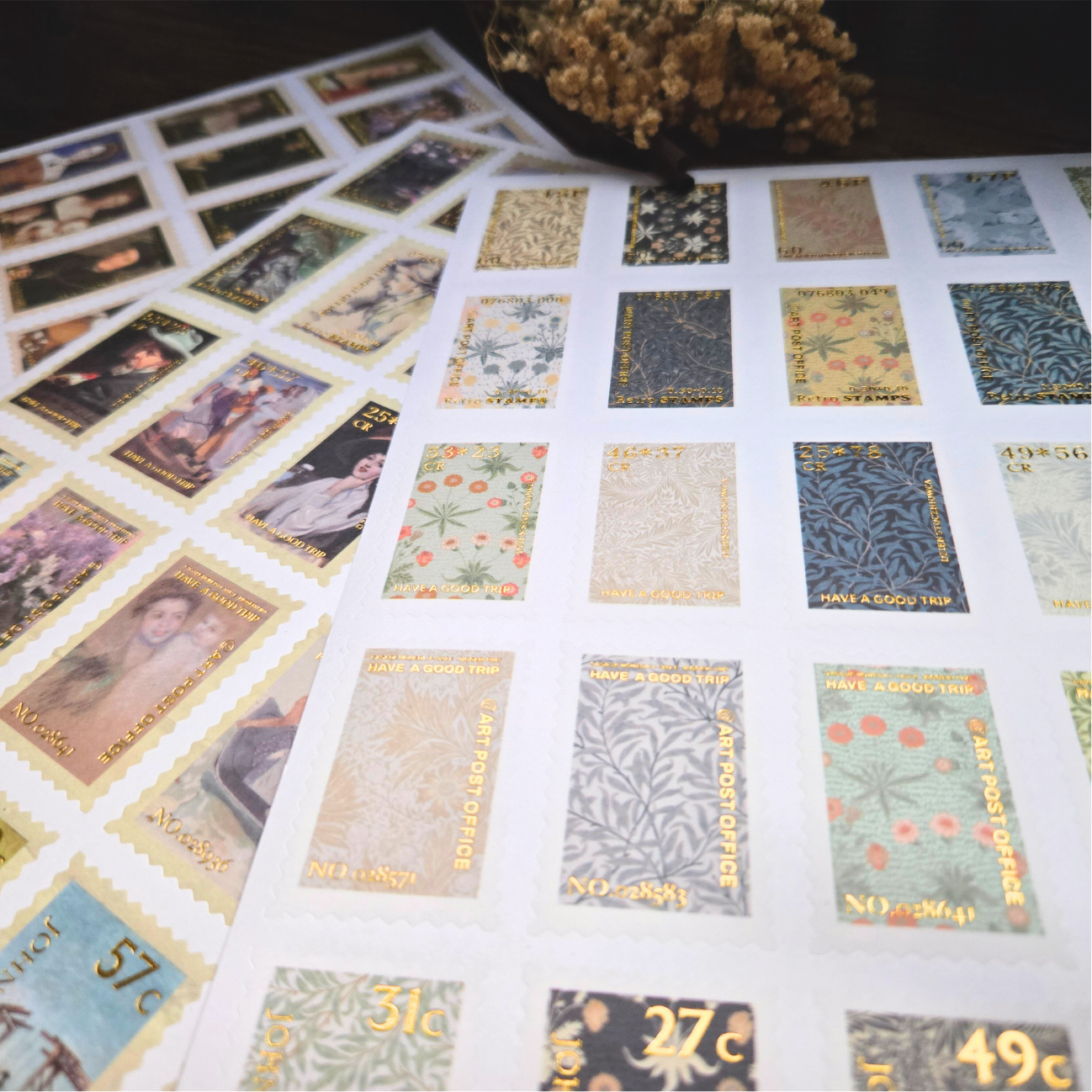 100 Art Stamp Stickers for Journaling, Vintage & Abstract Scrapbook Sticker Pack, Planner Stickers, Collage Ephemera Set