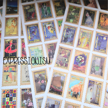 100 Vintage Art Stamp Stickers for Journaling & Collage
