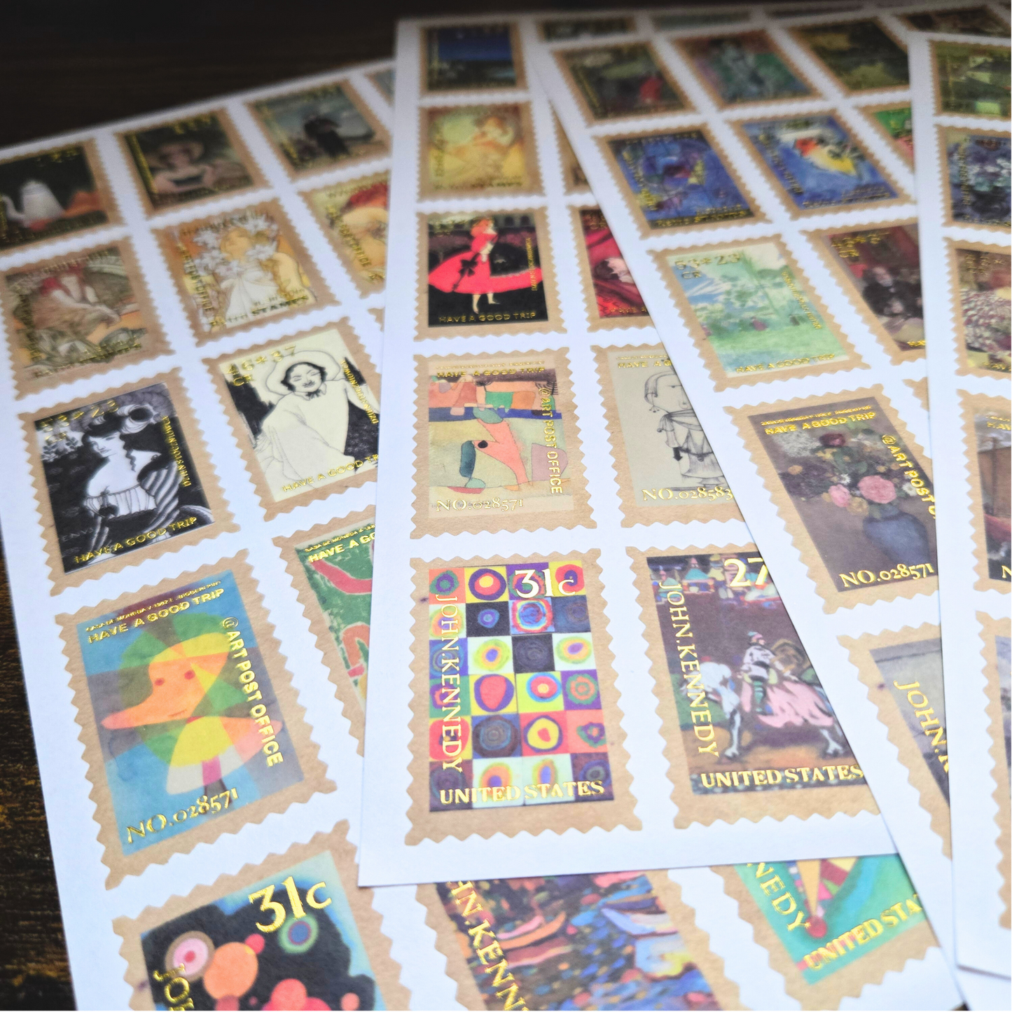 100 Art Stamp Stickers for Journaling, Vintage & Abstract Scrapbook Sticker Pack, Planner Stickers, Collage Ephemera Set