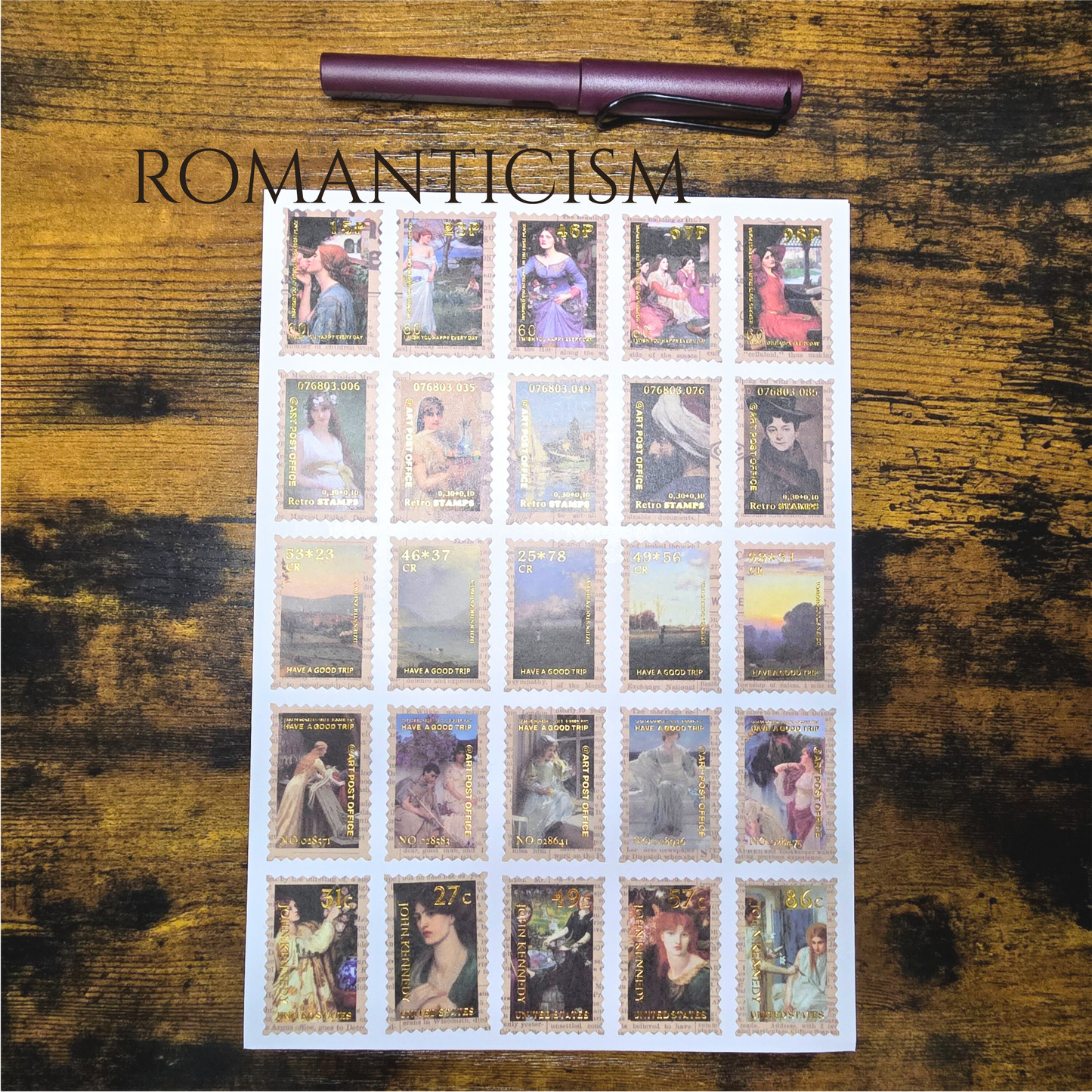 100 Vintage Art Stamp Stickers for Journaling & Collage
