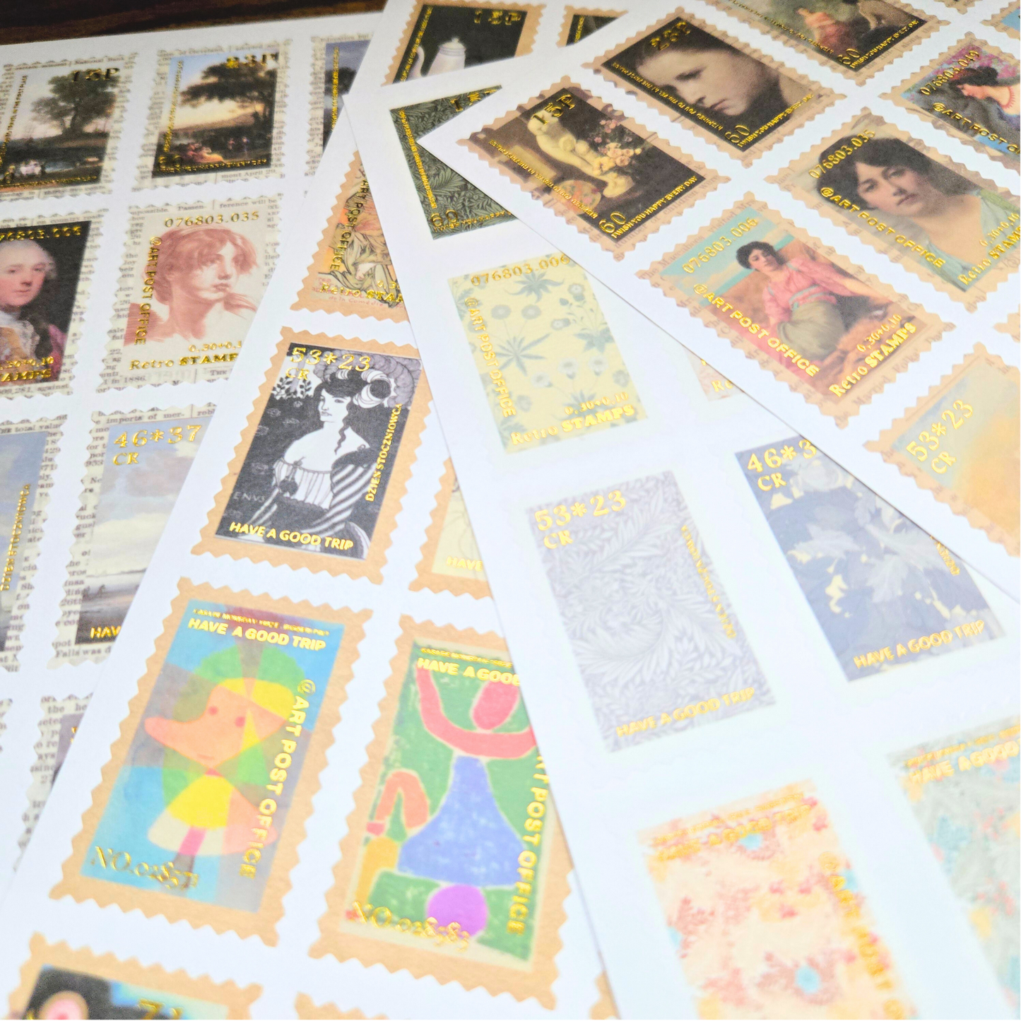 100 Art Stamp Stickers for Journaling, Vintage & Abstract Scrapbook Sticker Pack, Planner Stickers, Collage Ephemera Set