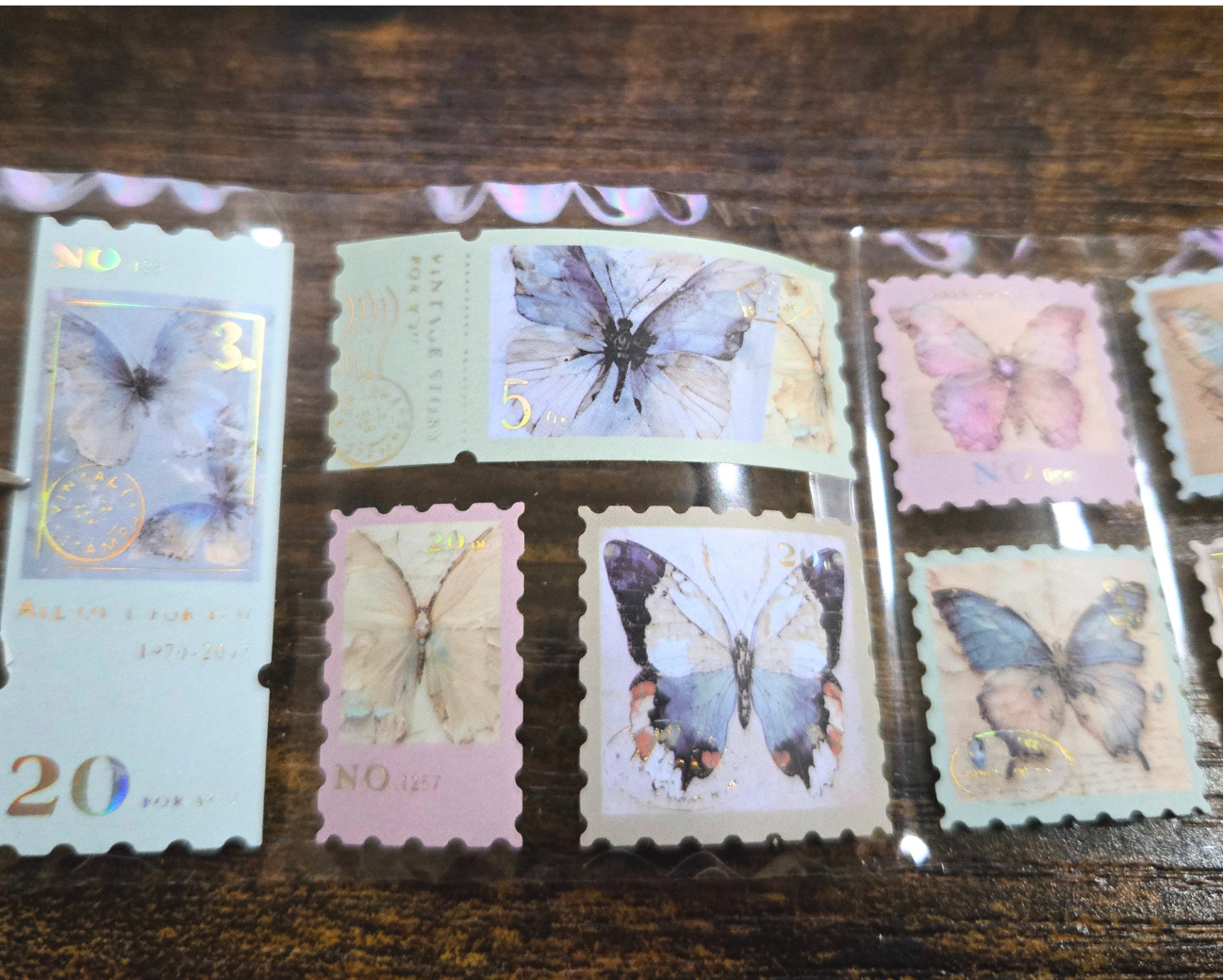 Timeline Stamp Sticker Roll | Gold Foil Plastic Stickers | Continuous Roll Decorative Stickers (1 roll)