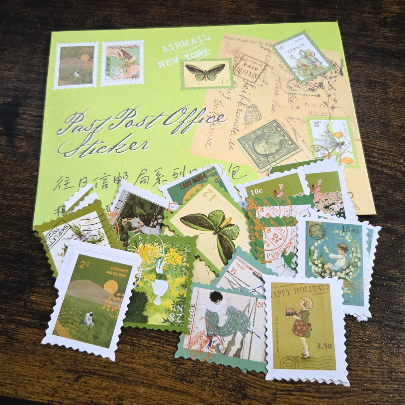 Old Letter Post Office Style Stickers | 46-Piece Vintage Stamp Ephemera Set