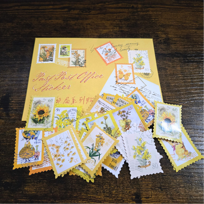 Old Letter Post Office Style Stickers | 46-Piece Vintage Stamp Ephemera Set