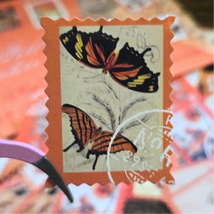 Old Letter Post Office Style Stickers | 46-Piece Vintage Stamp Ephemera Set