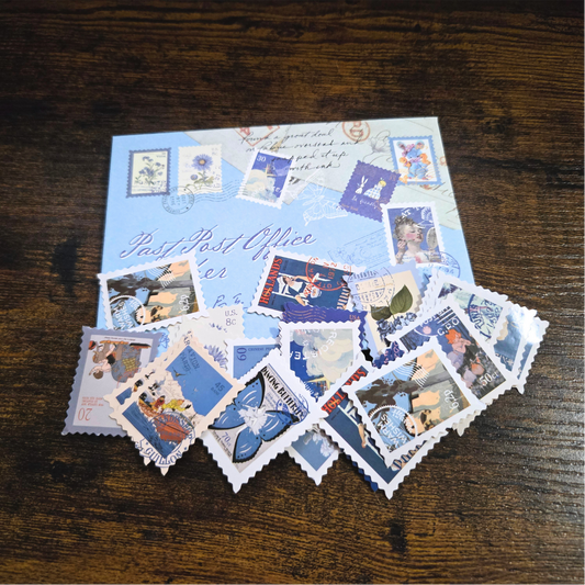 Old Letter Post Office Style Stickers | 46-Piece Vintage Stamp Ephemera Set