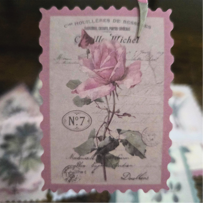 Vintage Postage Stamp Stickers | 30-Piece Aesthetic Sticker Pack | Scrapbooking & Junk Journaling Supplies | Nature Ephemera