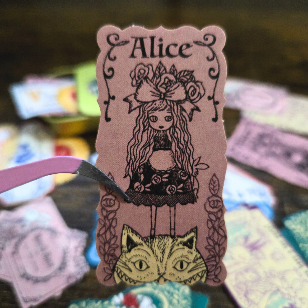 Mysterious Alice Flake Stickers in Tin | Shinzi Katoh | Alice in Wonderland | Japanese Sticker Set | 30 pcs