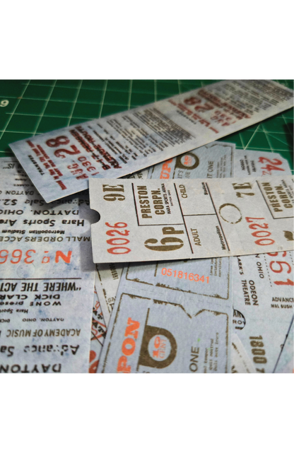 Blue Vintage Ticket Stickers | Retro Ephemera for Junk Journals, Scrapbooking & Collage | 25 Piece Sticker Pack