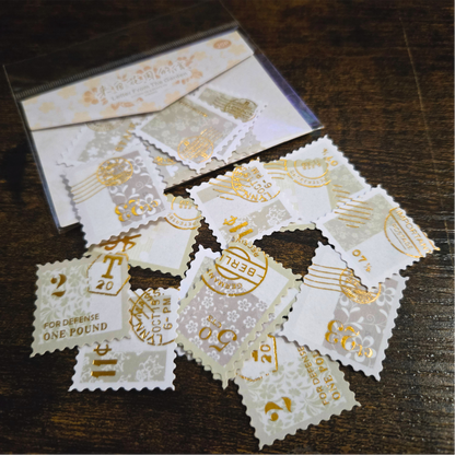 Washi Flake Stickers | 20-Piece Stamp-Style Sticker Pack | Journaling & Scrapbooking Supplies | Decorative Craft Stickers