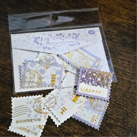 Washi Flake Stickers | 20-Piece Stamp-Style Sticker Pack | Journaling & Scrapbooking Supplies | Decorative Craft Stickers