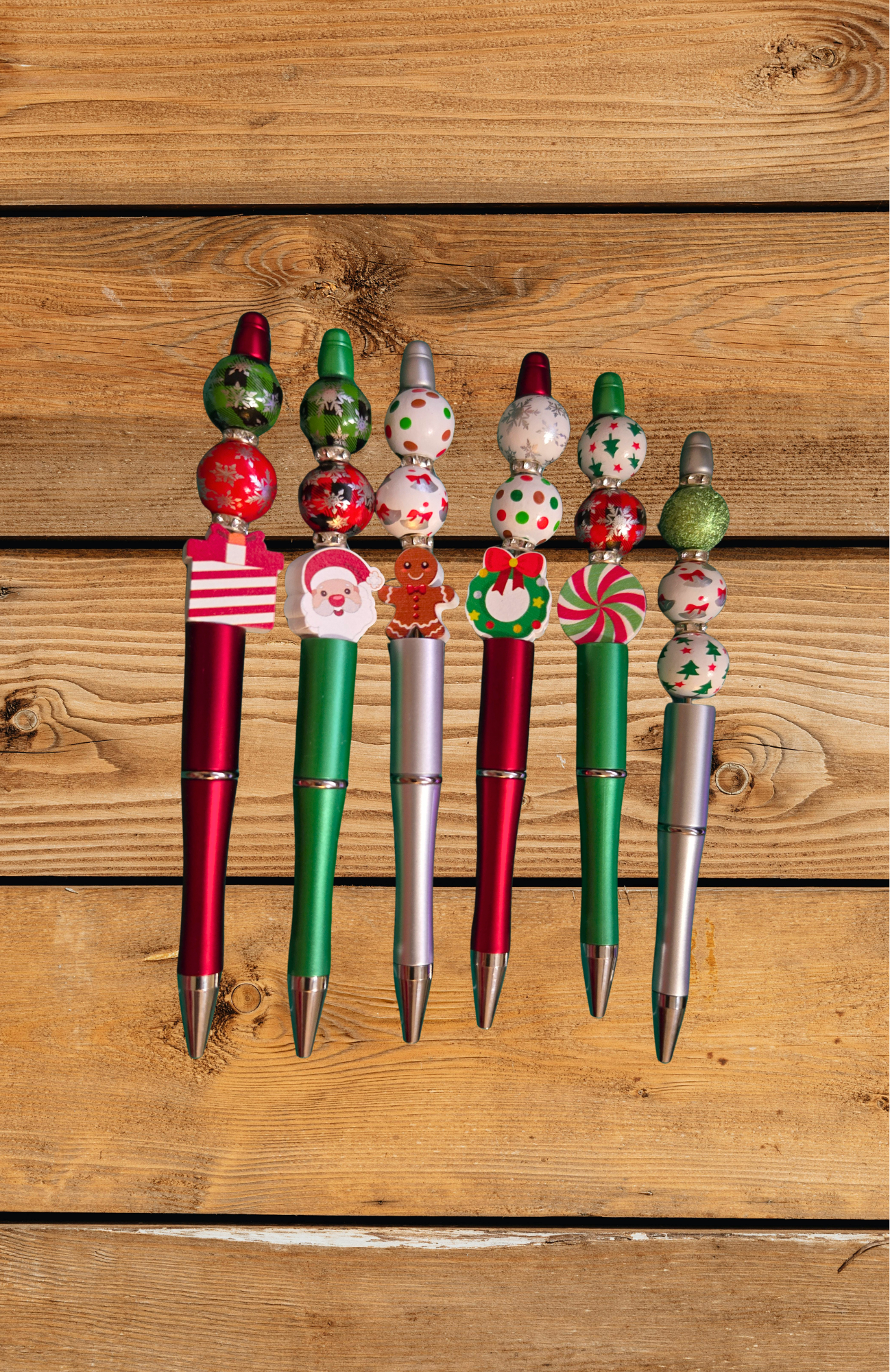 Set of 2 - Christmas Novelty Pens | Multicolor Push Pens & Black Ink Twist Pen | Holiday Stationery